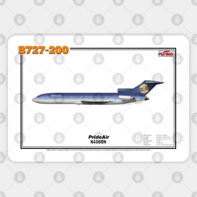 Boeing B727-200 - PrideAir (Art Print) Sticker by TheArtofFlying